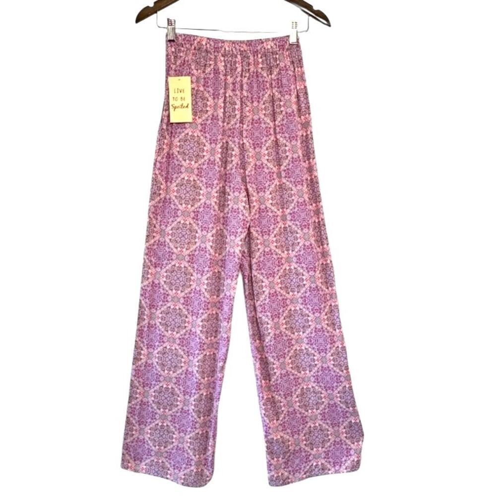 Live To Be Spoiled 2-Piece Boho Crop Top & Wide Leg Pants Set | Size XS | NWT - Picture 3 of 7